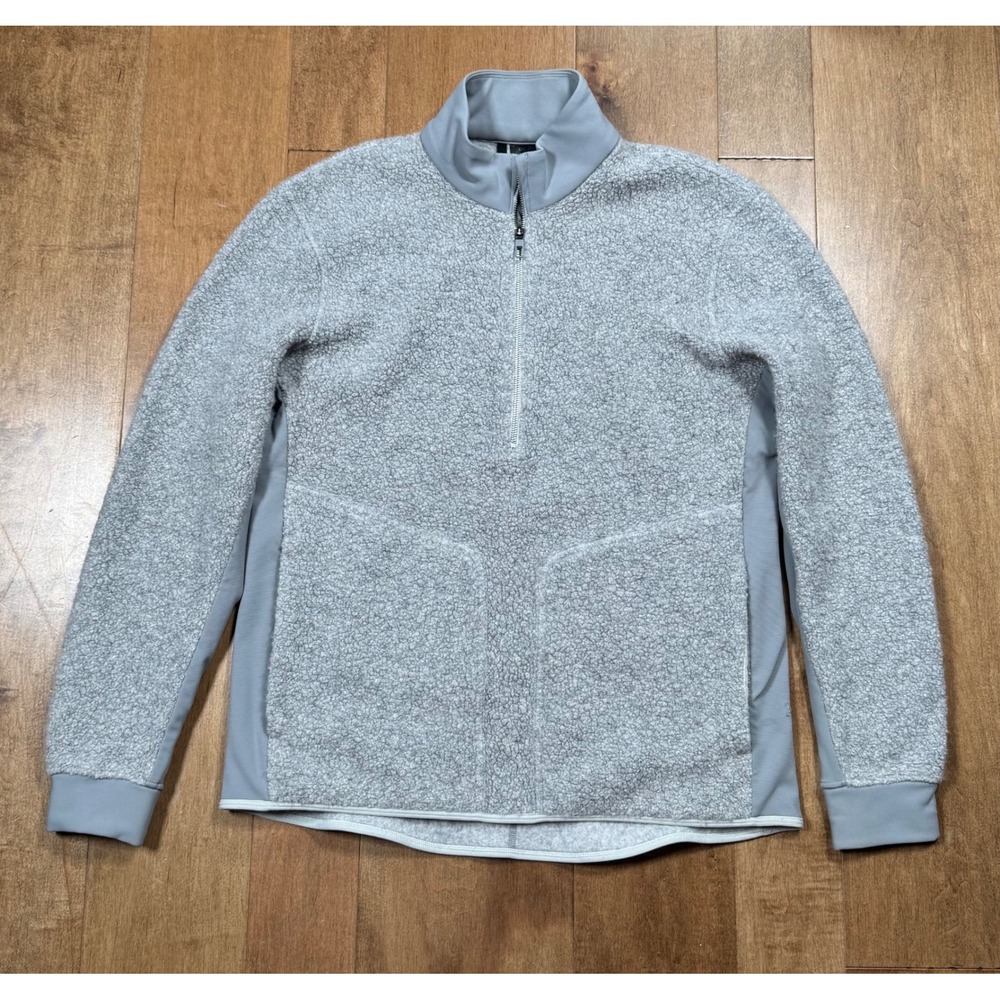 Lululemon Tundra Trek Sherpa Fleece Wool Pullover 1/4 Zip Grey White‎ Mens Lg
